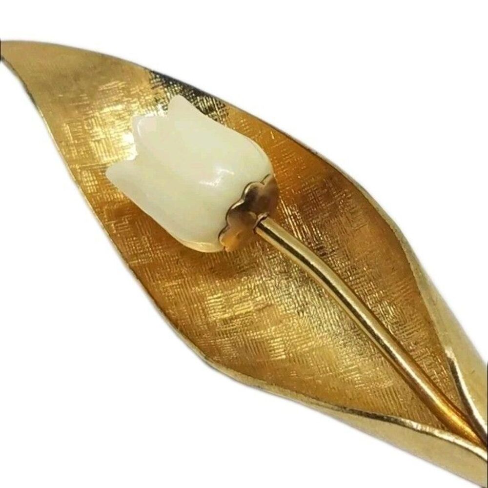 Vintage Winard 12k GF Gold Filled Carved Tulip Flower Petite Brooch Pin Signed